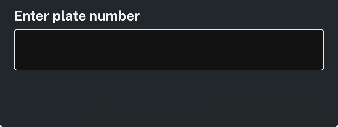 Enter plate number